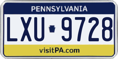 PA license plate LXU9728