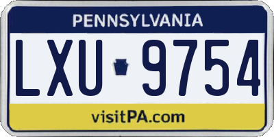 PA license plate LXU9754