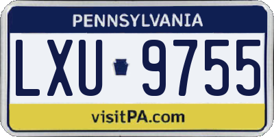 PA license plate LXU9755