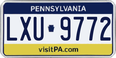 PA license plate LXU9772