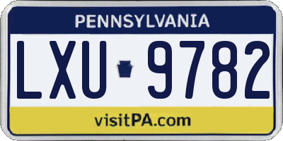 PA license plate LXU9782