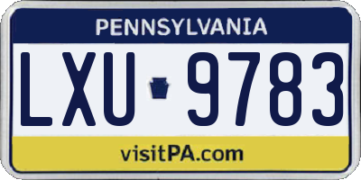 PA license plate LXU9783