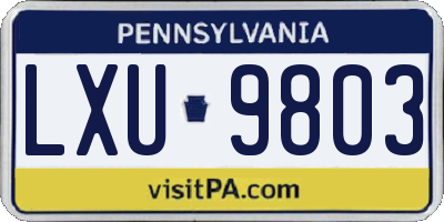 PA license plate LXU9803