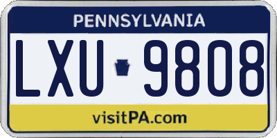 PA license plate LXU9808