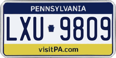 PA license plate LXU9809