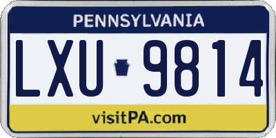 PA license plate LXU9814