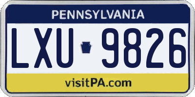 PA license plate LXU9826