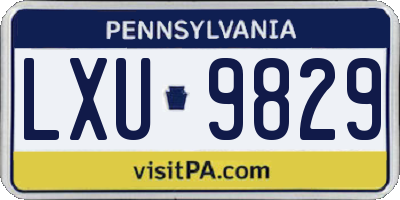 PA license plate LXU9829