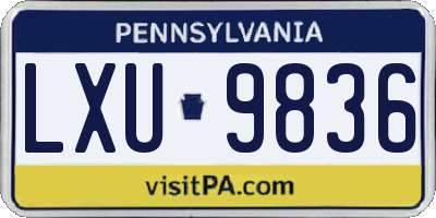 PA license plate LXU9836