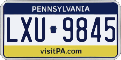 PA license plate LXU9845