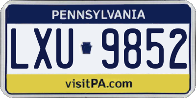 PA license plate LXU9852