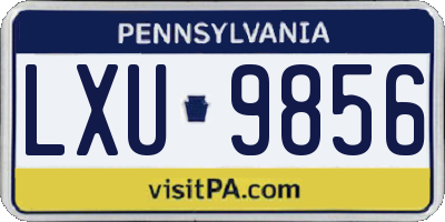 PA license plate LXU9856