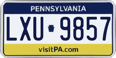 PA license plate LXU9857