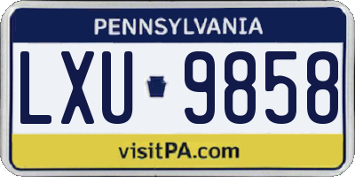 PA license plate LXU9858