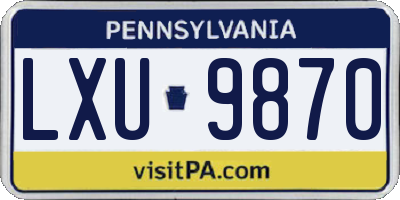 PA license plate LXU9870