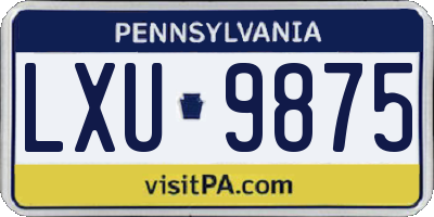 PA license plate LXU9875