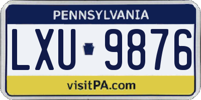PA license plate LXU9876