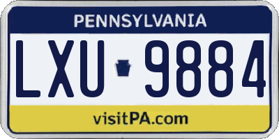PA license plate LXU9884