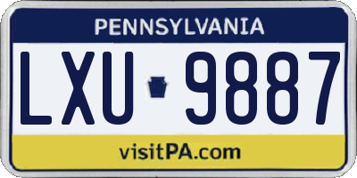 PA license plate LXU9887