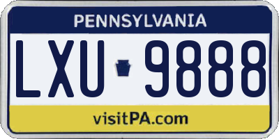 PA license plate LXU9888