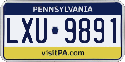 PA license plate LXU9891