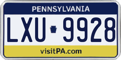 PA license plate LXU9928