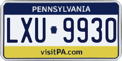 PA license plate LXU9930