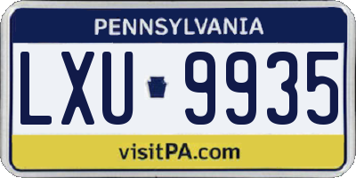 PA license plate LXU9935