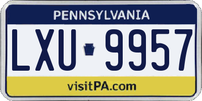 PA license plate LXU9957