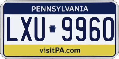 PA license plate LXU9960