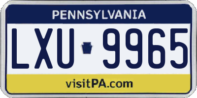 PA license plate LXU9965