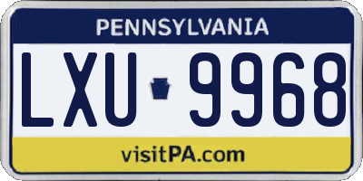PA license plate LXU9968
