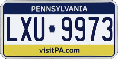 PA license plate LXU9973