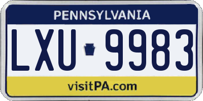 PA license plate LXU9983