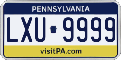 PA license plate LXU9999