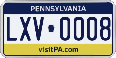 PA license plate LXV0008