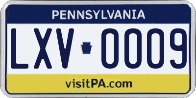 PA license plate LXV0009