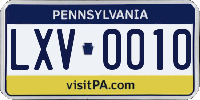PA license plate LXV0010