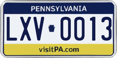 PA license plate LXV0013