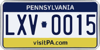 PA license plate LXV0015
