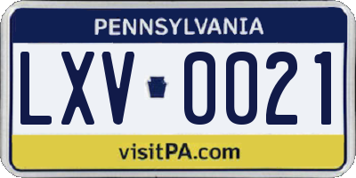 PA license plate LXV0021
