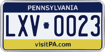 PA license plate LXV0023