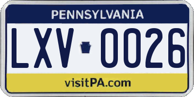 PA license plate LXV0026
