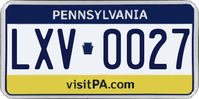 PA license plate LXV0027