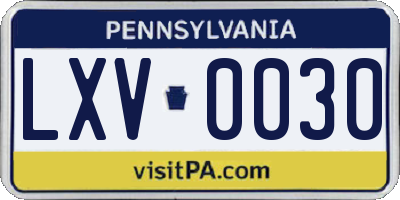 PA license plate LXV0030