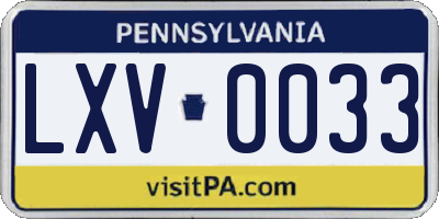 PA license plate LXV0033