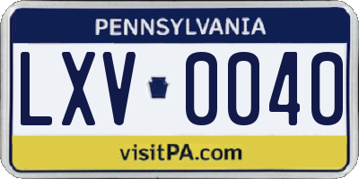 PA license plate LXV0040