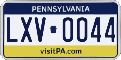 PA license plate LXV0044
