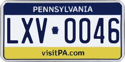 PA license plate LXV0046