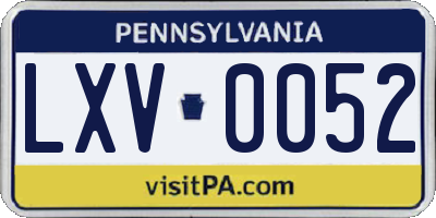 PA license plate LXV0052